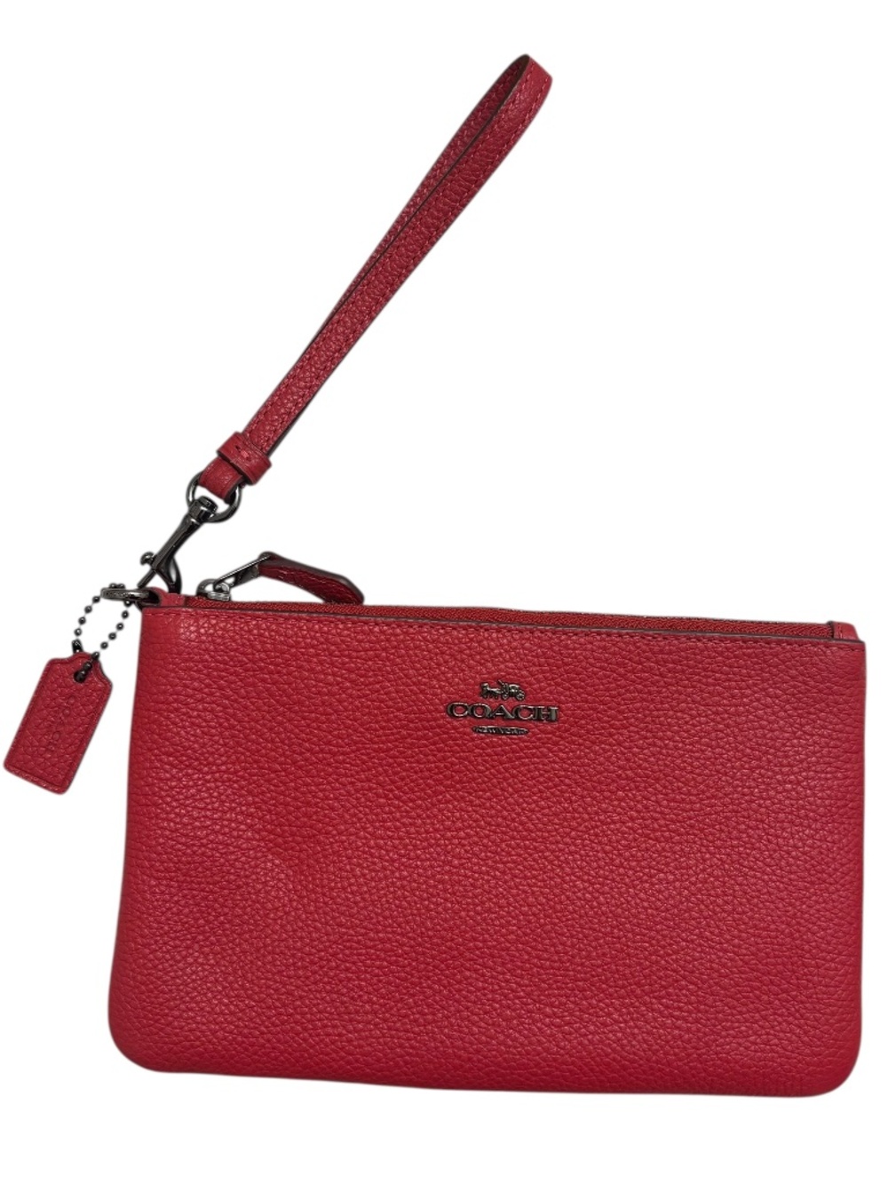 Coach red leather large wristlet clutch bag